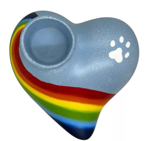 Tierurne Herz Regenbogen 0,6 Liter Gedenklicht links Ansicht von oben
