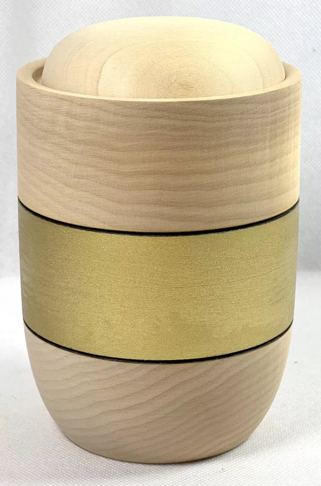 Tierurne Holz Farbstreifen goldfarben