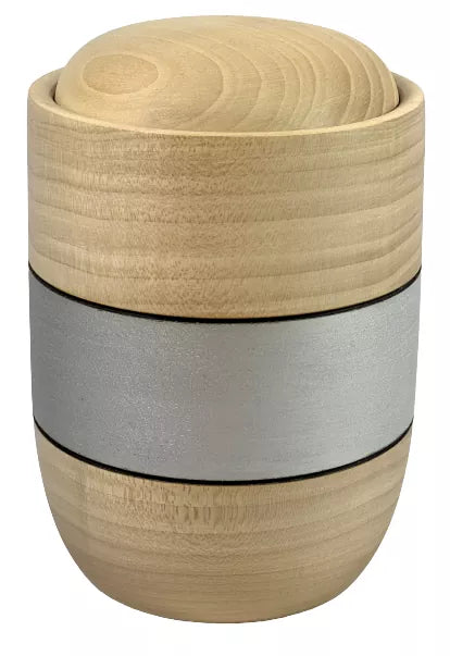 Tierurne Holz Farbstreifen silberfarben