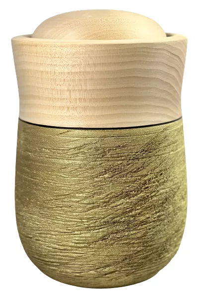 Tierurne Holz gecrasht goldfarben