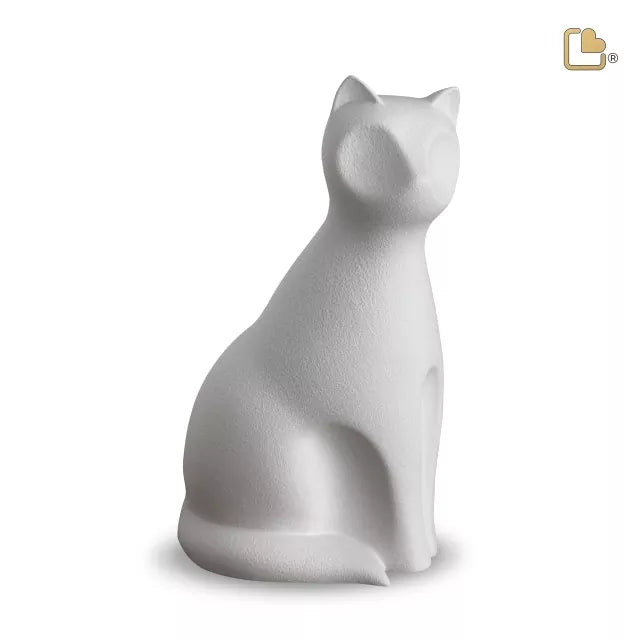 Tierurne Katze Keramik in weiß