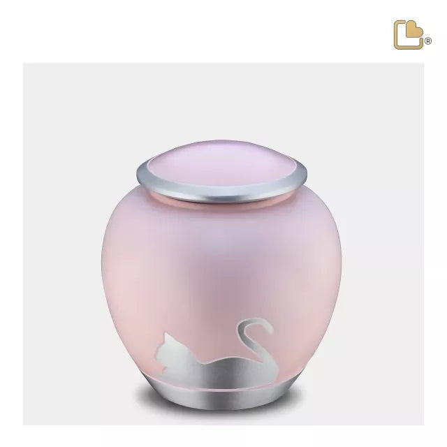 Katzenurne Metall pink, Schatten-Bild liegend