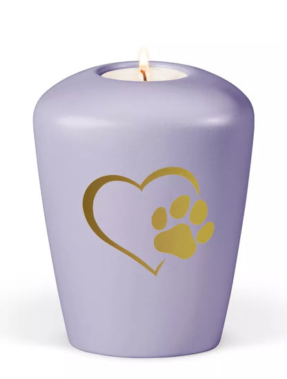 Tierurne Keramik Pfote Herz-Pfote violett