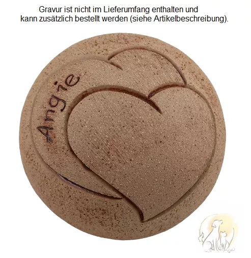 Kugelurne mit Herzen holzfarben 2,5 Liter mit Gravur Name