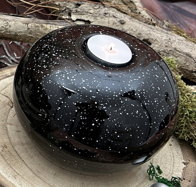Tierurne Kugel Gedenklicht in effektschwarz