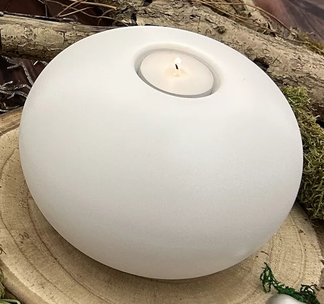 Tierurne Kugel Gedenklicht in weiß