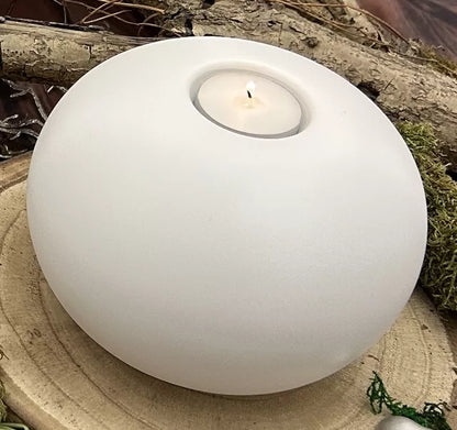 Tierurne Kugel Gedenklicht in weiß