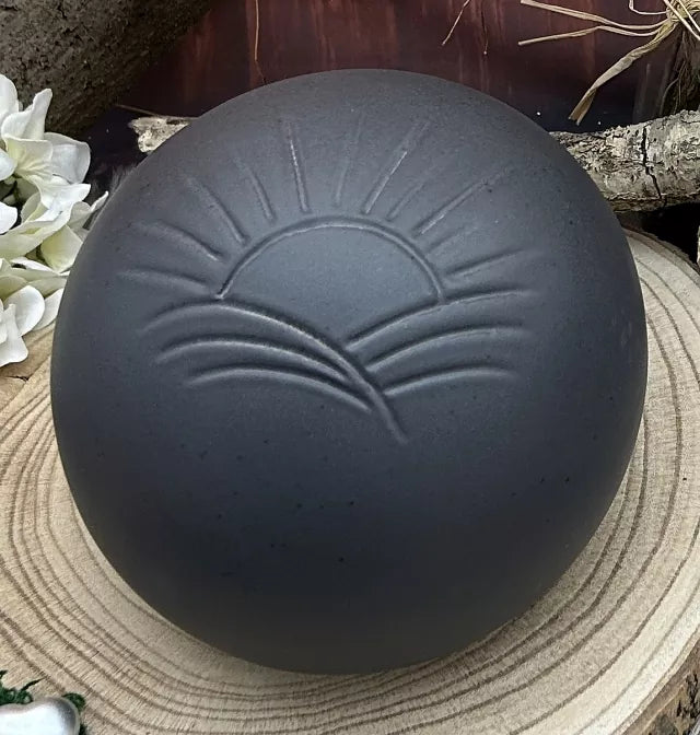 Tierurne Kugel Sonne grau-schwarz 2,50 Liter