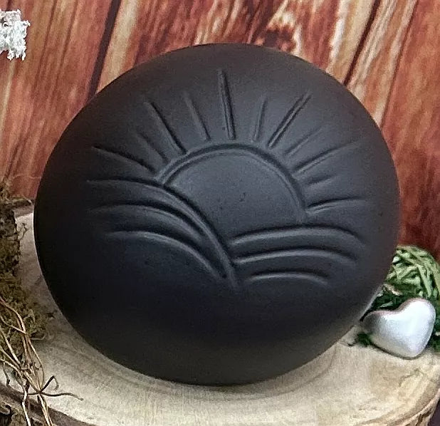 Tierurne Kugel Sonne grau-schwarz 0,45 Liter