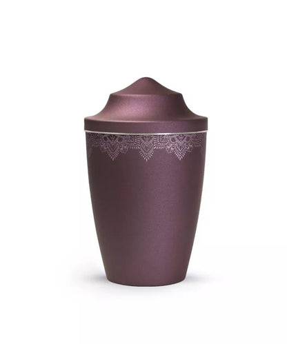 Tierurne Edition Mandala, Spitzhause, Farbe: berry mit silberfarbenem Streifen