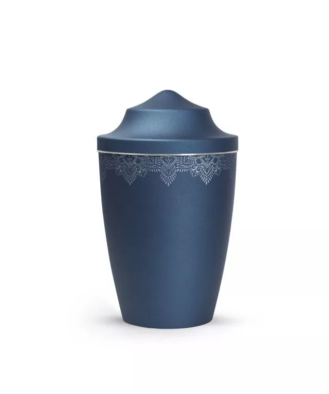Tierurne Edition Mandala, Spitzhause, Farbe: navy mit silberfarbenem Streifen