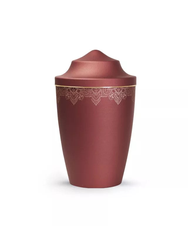 Tierurne Edition Mandala, Spitzhause, Farbe: rubin mit goldfarbenem Streifen