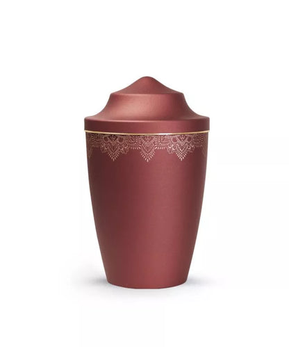 Tierurne Edition Mandala, Spitzhause, Farbe: rubin mit goldfarbenem Streifen