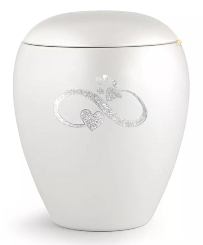 Tierurne Sparkling perlmutt Infinity-Motiv silberfarben