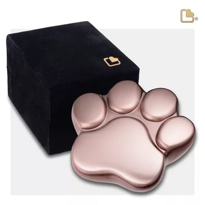 Tierurne Pfote Metall roségoldfarben 0,05 Liter mit Schatulle