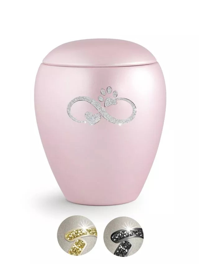 Tierurne Sparkling rose Infinity-Motiv silberfarben