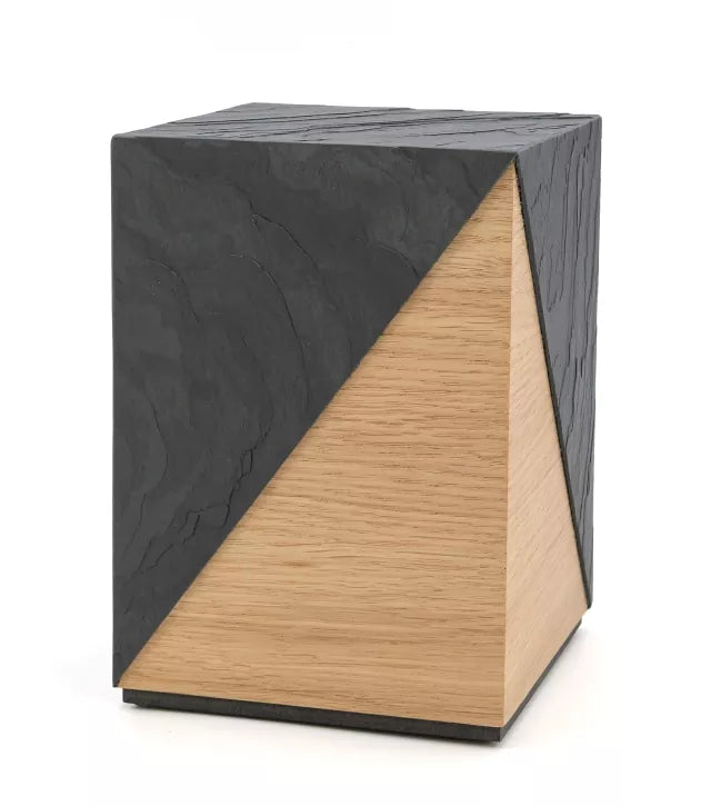 Holztierurne Sirius Eiche und Schiefer