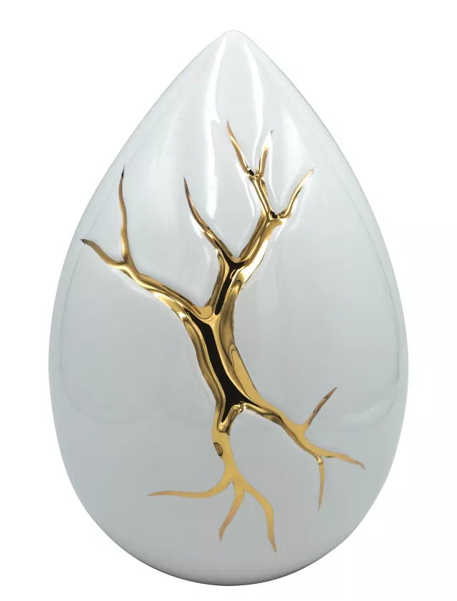 Tierurne Tropfen Kintsugi weiß 4,40 Liter