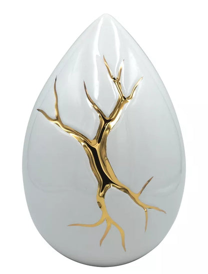 Tierurne Tropfen Kintsugi weiß 4,40 Liter