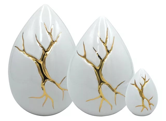 Tierurne Tropfen Kintsugi weiß Größenübersicht