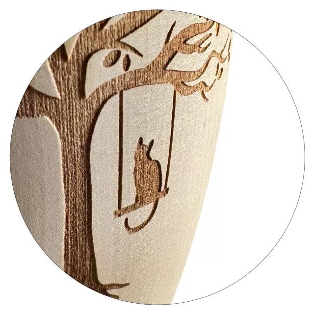 Holztierurne Timber Katze Detailansicht