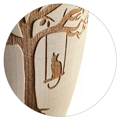 Holztierurne Timber Katze Detailansicht