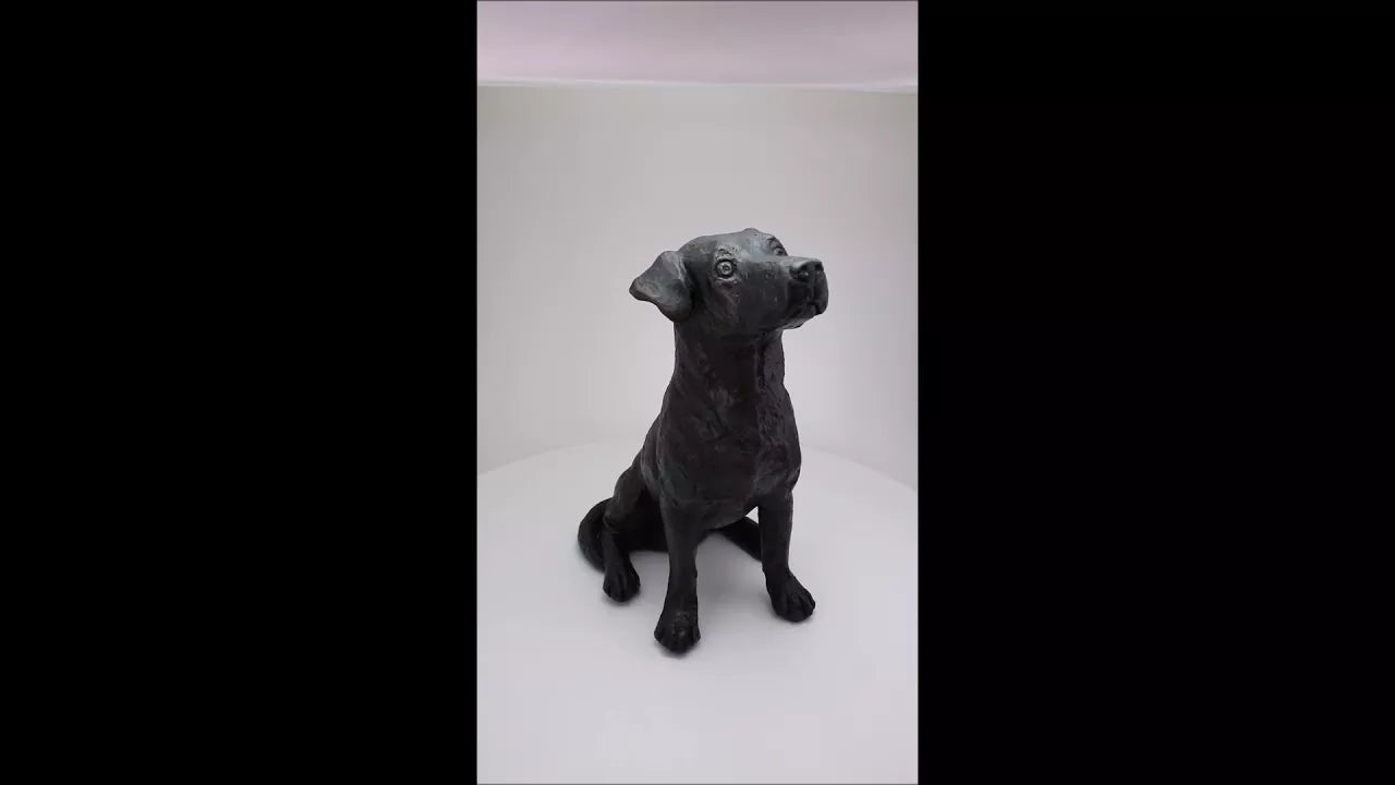 Produktvideo Kunstharzurne Jack Russel-Skulptur