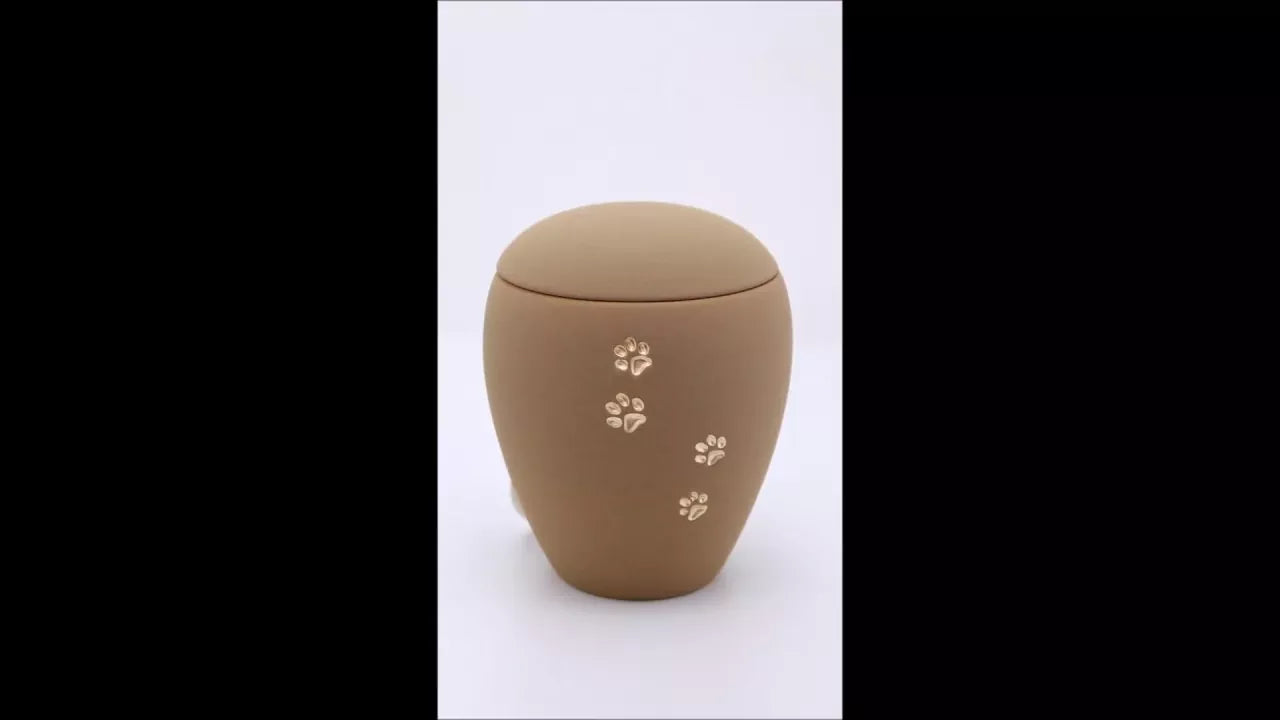 Produktvideo Tierurne Pfötchen 0,5 Liter sand