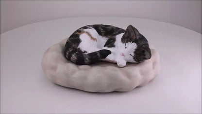 Produktvideo Tierurne Katze auf Wolke/Kissen, 1 Liter, bemalt nach Fotovorlage