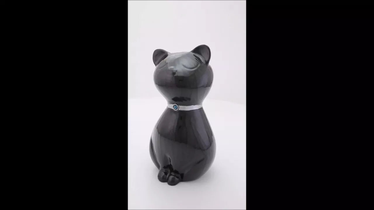 Produktvideo Katzenurne schwarz mit blauem Kristall