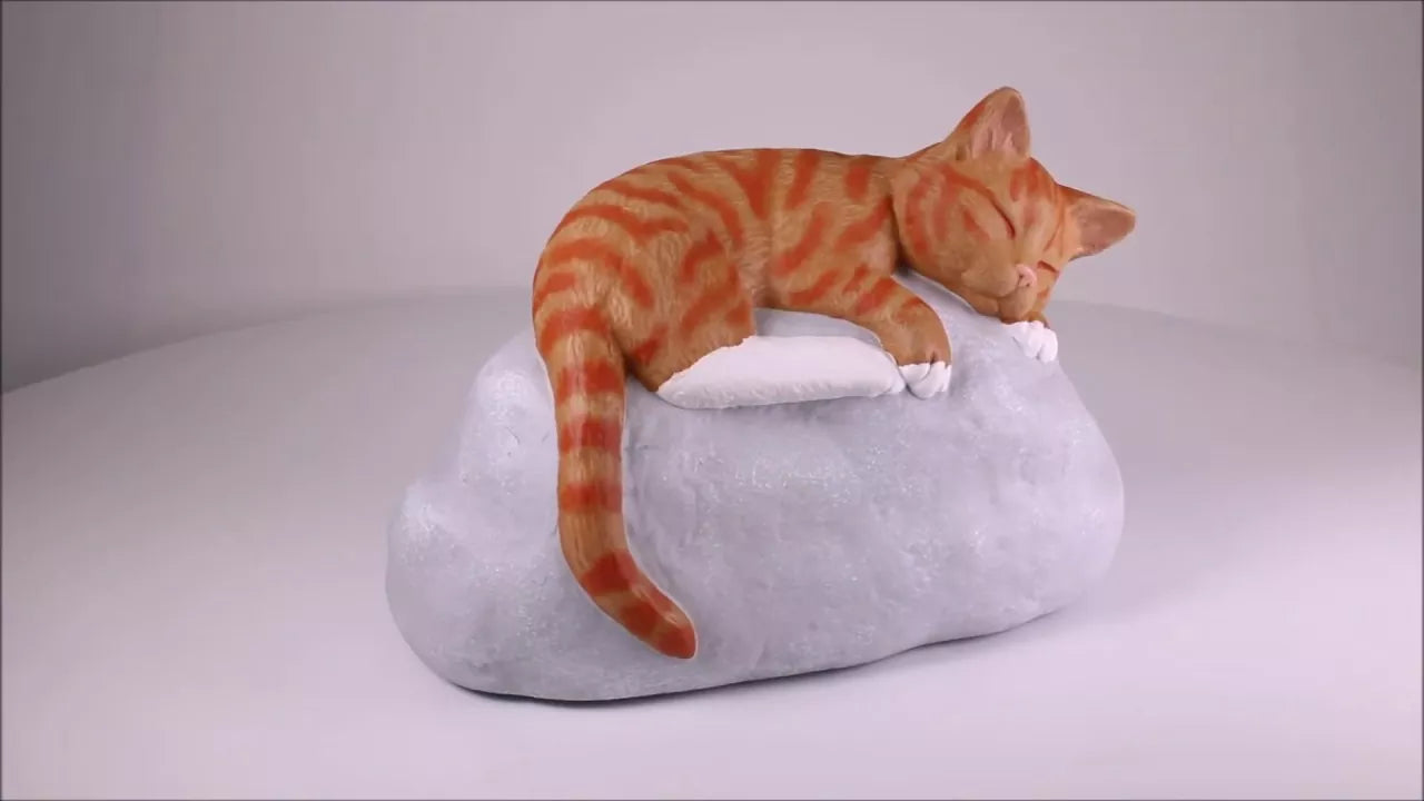 Produktvideo Tierurne Katze auf Stein Katze bemalt