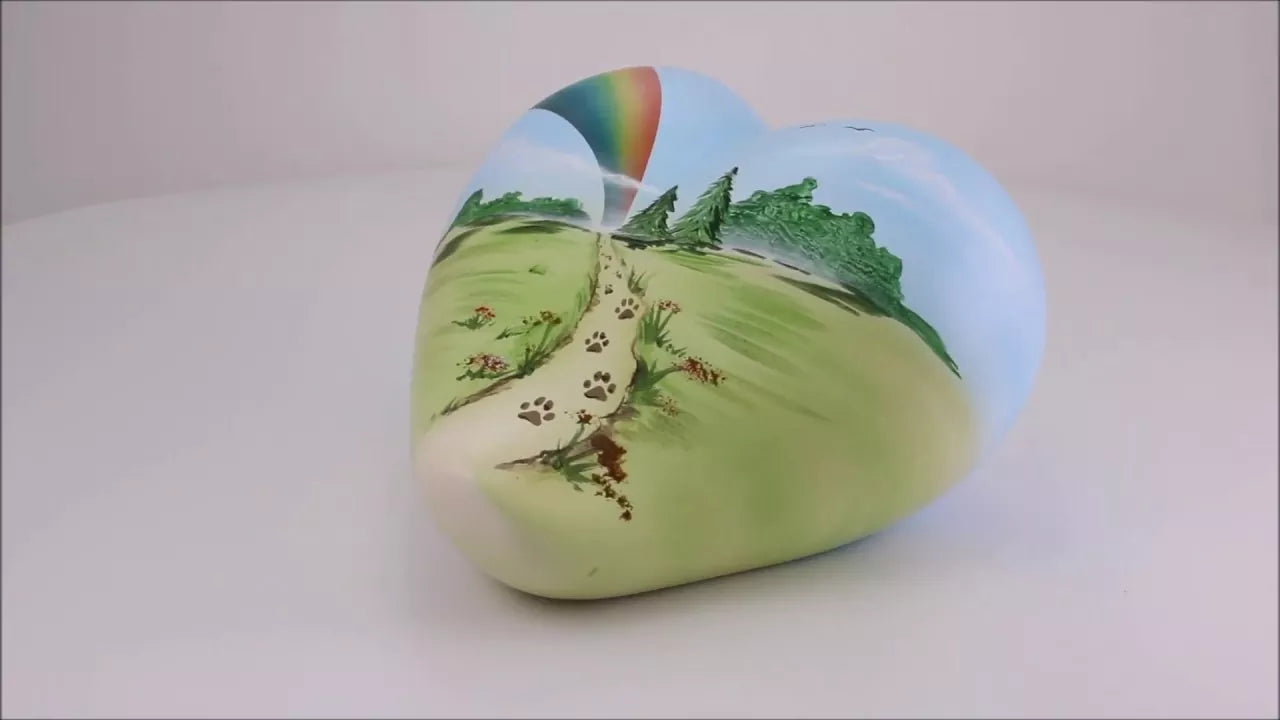 Produktvideo Künstler-Tierurne Herz Regenbogenweg, Keramik, 0,7 Liter
