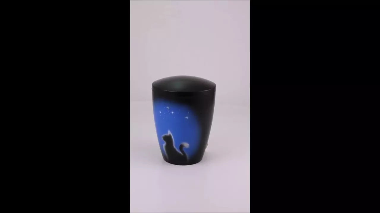 Produktvideo Tierurne Airbrush Katze Sternenhimmel
