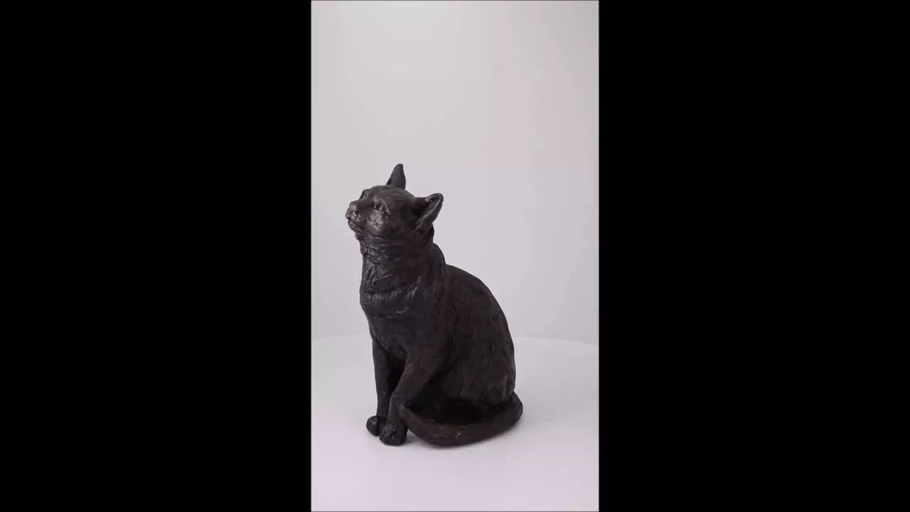 Produktvideo Kunstharzurne sitzende Katze