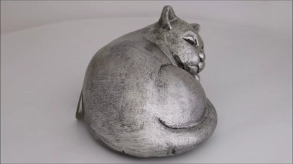 Produktvideo Tierurne schlafende Katze silberfarben