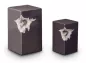 Mobile Preview: Keramikurne Blockform dunkelgrau mit silberfarbenem Herz