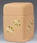 Mobile Preview: Keramikurne quadratisch terracotta 0,5 Liter mit Pfoten