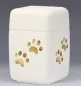 Preview: Keramikurne quadratisch weiß matt 0,5 Liter mit Pfoten