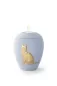 Preview: Keramikurne für Katzen, Siena, himmelblau, Gedenklichteinsatz