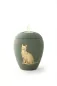 Preview: Keramikurne für Katzen, Siena, oliv, Gedenklichteinsatz