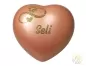 Preview: Beispiel Herzurne apricotfarben mit Infinity Pfote-Herz-Motiv Namen Seli in goldfarben