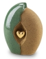 Preview: Keramikurne glänzendes Herz, 3,8 Liter, grün/ocker