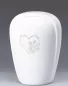 Preview: Keramik-Tierurne mit Herz-Pfoten-Symbol aus Kristallen, weiß glasiert