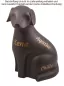 Preview: Tierurne Hund Keramik in dunkelgrau mit möglichen Positionen einer Folienbeschriftung Preview: Tierurne Hund Keramik in dunkelgrau mit möglichen Positionen einer Folienbeschriftung