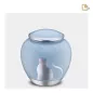 Preview: Katzenurne Metall blau, Schatten-Bild nach oben schauend Preview: Katzenurne Metall blau, Schatten-Bild nach oben schauend