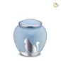 Preview: Katzenurne Metall blau, Schatten-Bild sitzend Preview: Katzenurne Metall blau, Schatten-Bild sitzend