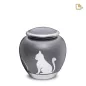 Preview: Katzenurne Metall grau, Schatten-Bild sitzend Preview: Katzenurne Metall grau, Schatten-Bild sitzend