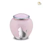 Preview: Katzenurne Metall pink, Schatten-Bild sitzend Preview: Katzenurne Metall pink, Schatten-Bild sitzend