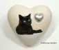 Mobile Preview: Herzurne mit Portrait einer Katze, Ausführung standard, Dekoherz: silberfarben