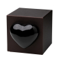 Preview: Tierurne Würfel mit Herz in braun, Herz schwarz, 1,3 Liter